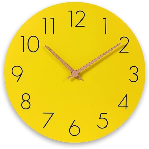 12'' Wooden Wall Clock Frameless Clocks with Silent Quartz Movement - Modern